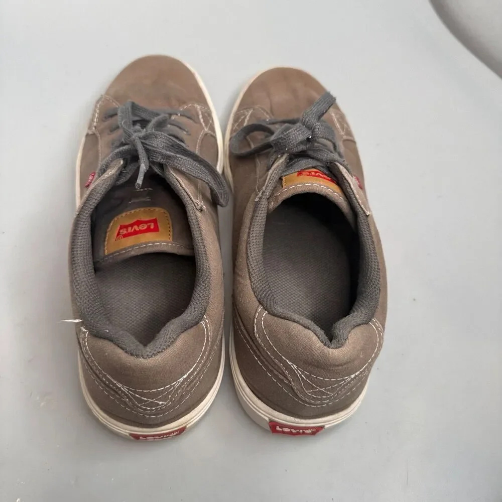 Levi Strauss Men’s Low Top Canvas Shoes Khaki Greenish Brown US Size 12 GUC-